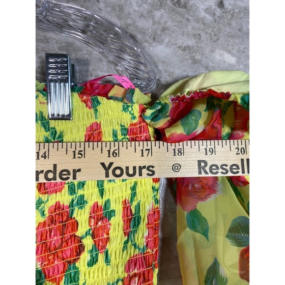 Betsey Johnson Yellow Rose Babydoll Dress Off Shoulder Puff Sleeve Sz XL  NWT - Picture 6 of 12